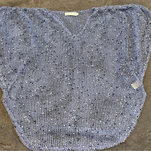 Lulu-B Blue Crochet Swim Coverup